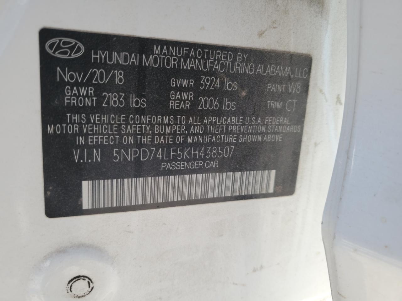 2019 Hyundai Elantra VIN 5NPD74LF5KH438507 Copart auction photo, front end damage thumbnail 13