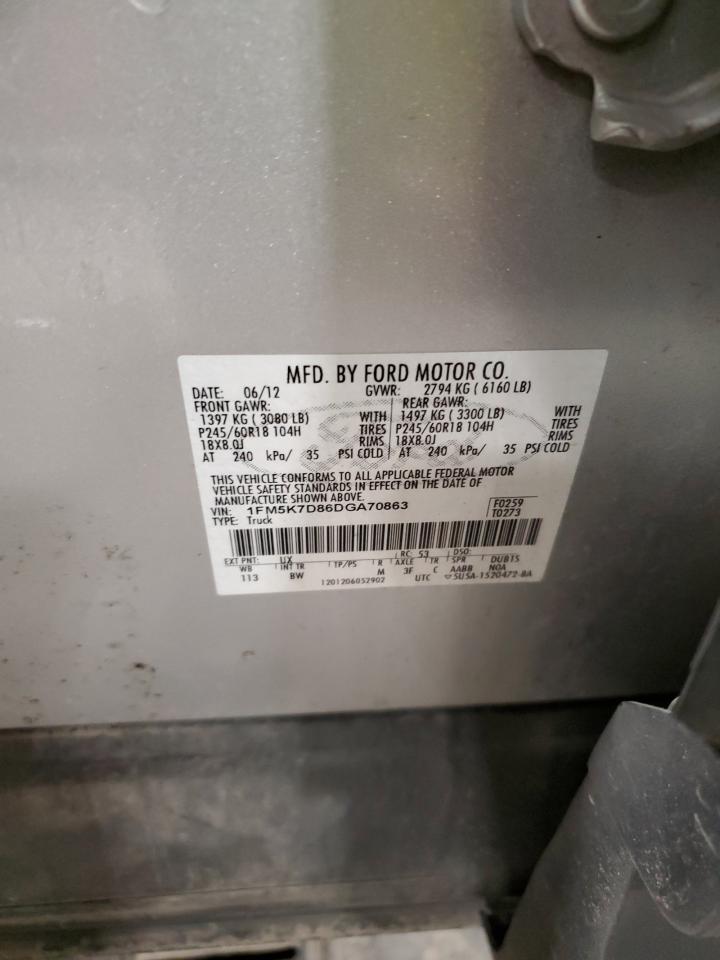 2013 Ford Explorer VIN 1FM5K7D86DGA70863 Copart auction photo, front end damage thumbnail 15