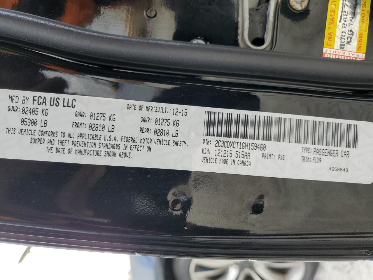 2016 Dodge Charger VIN 2C3CDXCT1GH159460 Copart auction photo, rear end damage thumbnail 13