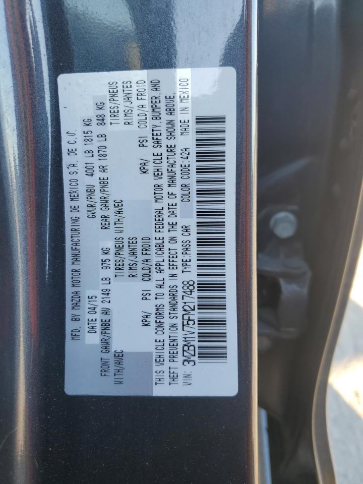 2015 Mazda 3 VIN 3MZBM1V75FM217488 Copart auction photo, rear end / minor dent/scratches damage thumbnail 12