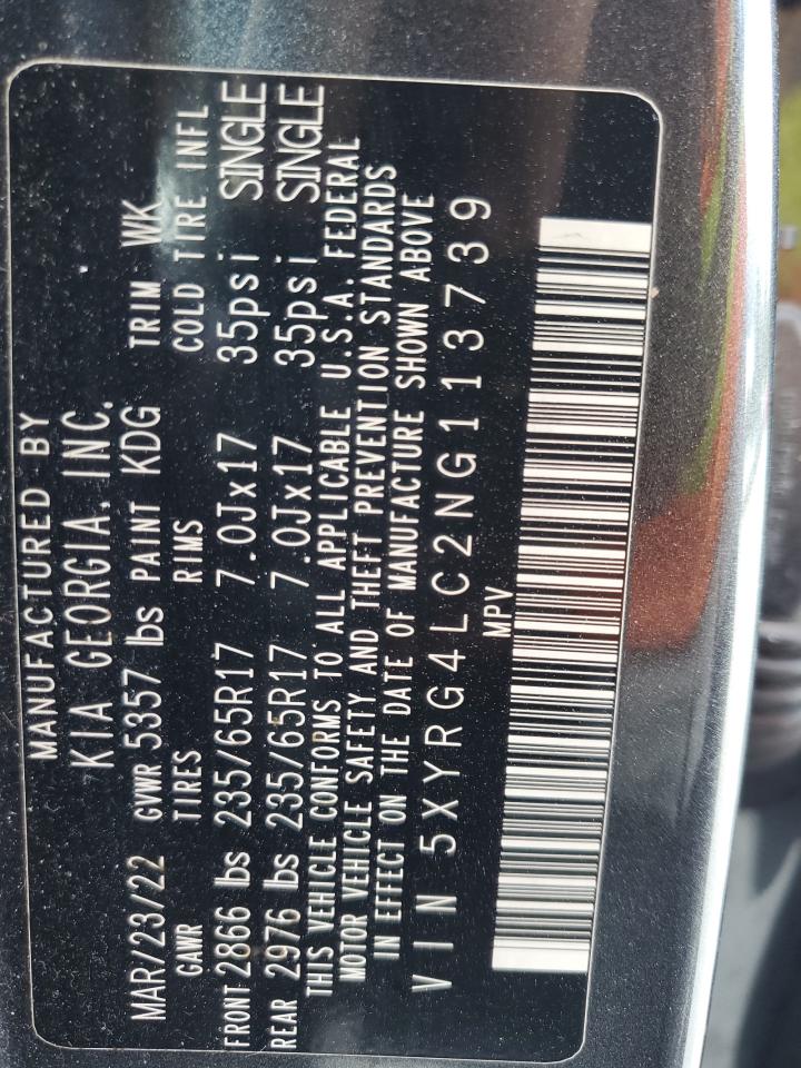 2022 KIA Sorento VIN 5XYRG4LC2NG113739 Copart auction photo, side / minor dent/scratches damage thumbnail 16