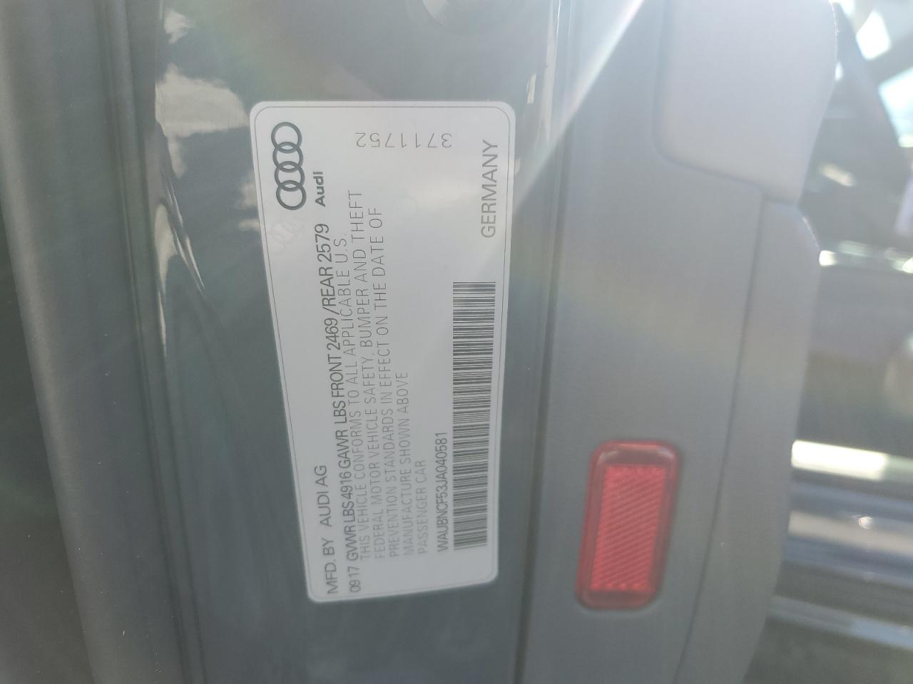 2018 Audi A5 VIN WAUBNCF53JA040581 Copart auction photo, rear end damage thumbnail 12