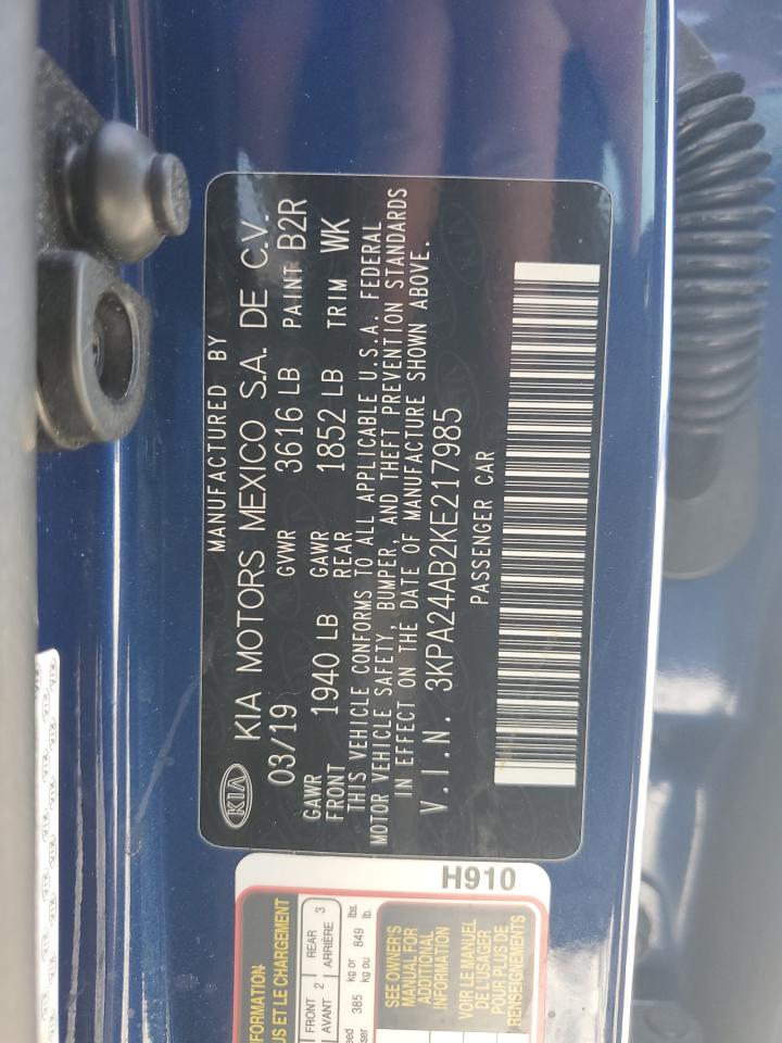 2019 KIA Rio VIN 3KPA24AB2KE217985 Copart auction photo, front end damage thumbnail 13