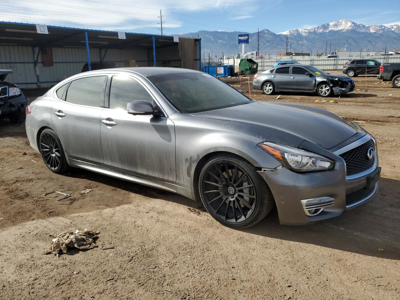 2015 Infiniti Q70 VIN JN1BY1PR7FM831236 Copart auction photo, front end / side damage thumbnail 4