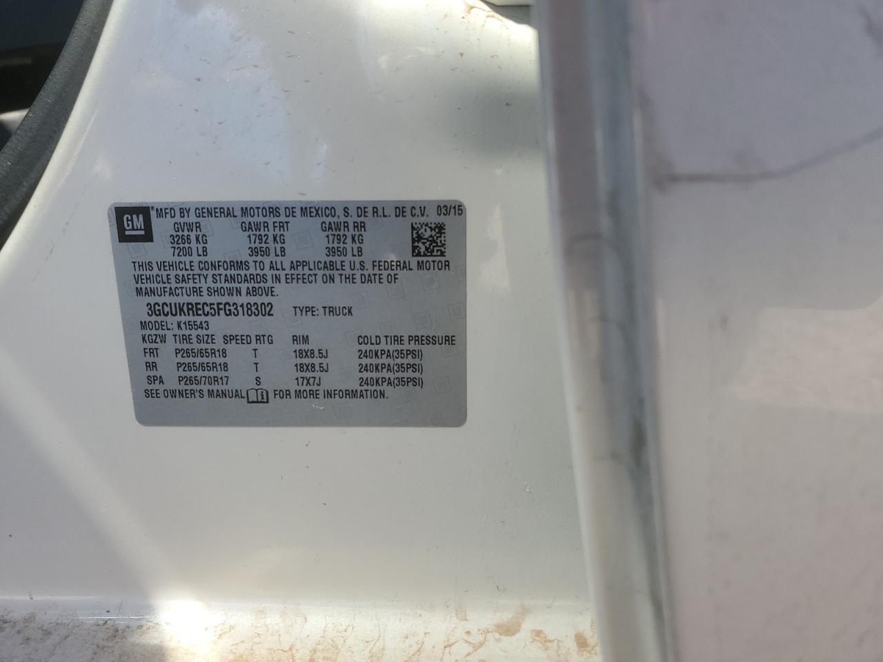 2015 Chevrolet Silverado VIN 3GCUKREC5FG318302 Copart auction photo, front end damage thumbnail 13