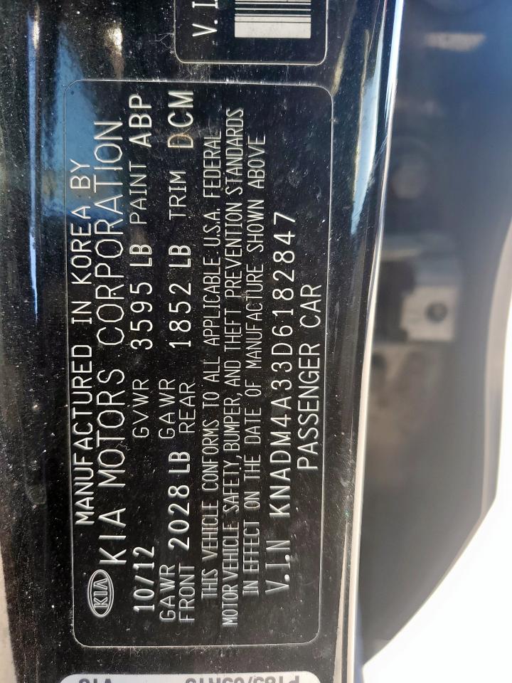 2013 KIA Rio VIN KNADM4A33D6182847 Copart auction photo, front end damage thumbnail 12