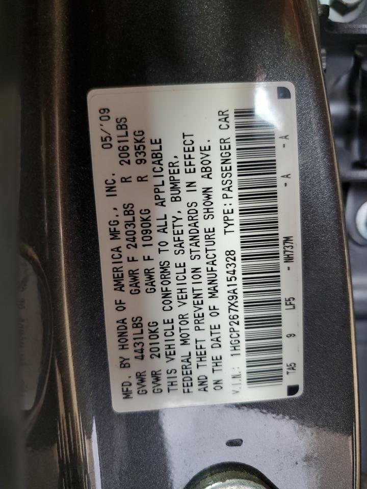 2009 Honda Accord VIN 1HGCP267X9A154328 Copart auction photo, front end damage thumbnail 12