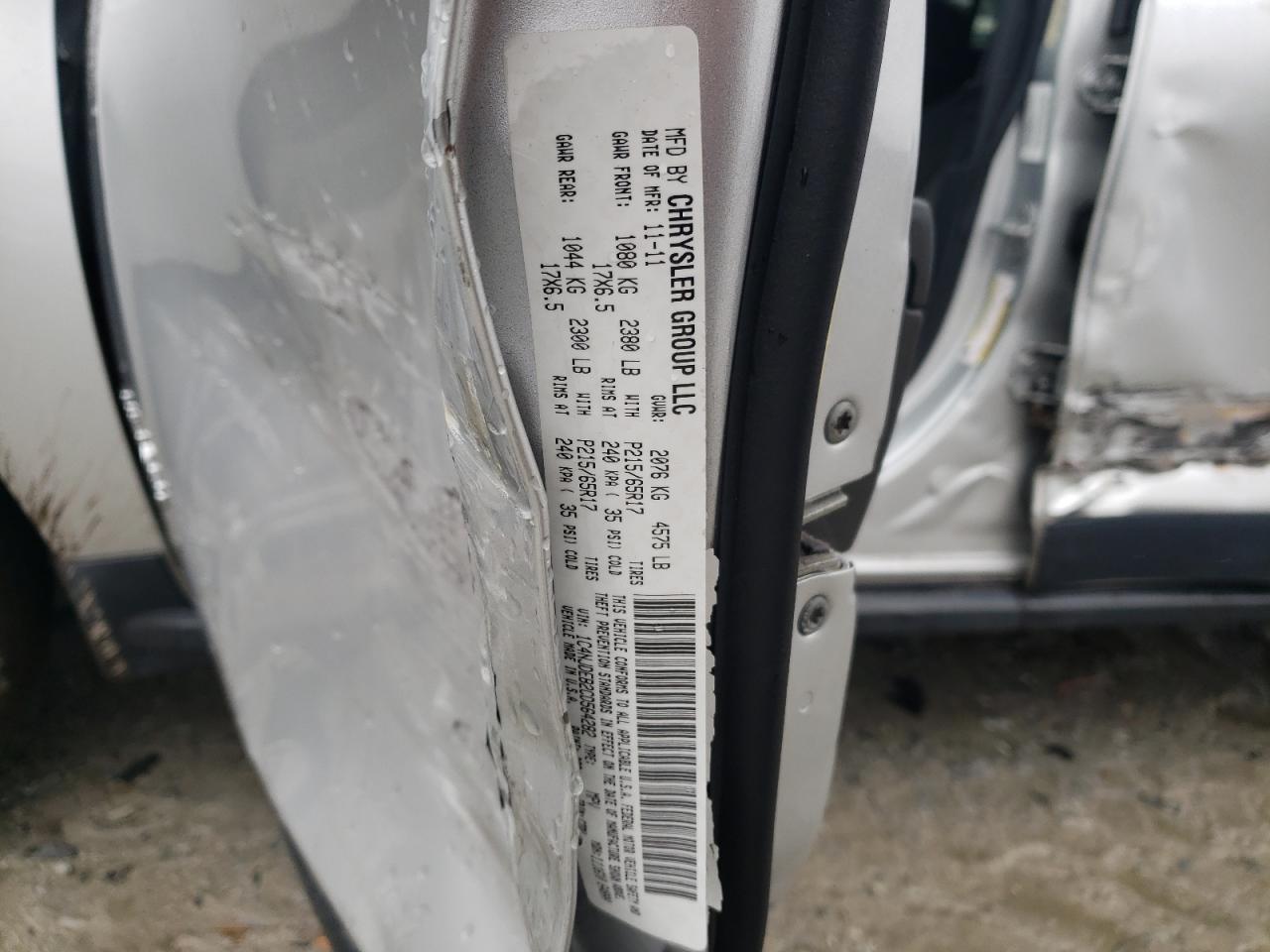 2012 Jeep Compass VIN 1C4NJDEB2CD564282 Copart auction photo, side damage thumbnail 15
