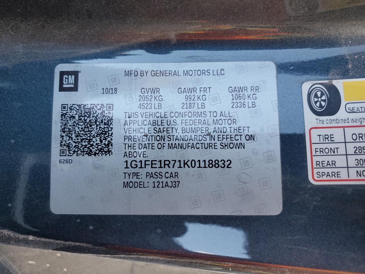 2019 Chevrolet Camaro VIN 1G1FE1R71K0118832 Copart auction photo, front end damage thumbnail 12