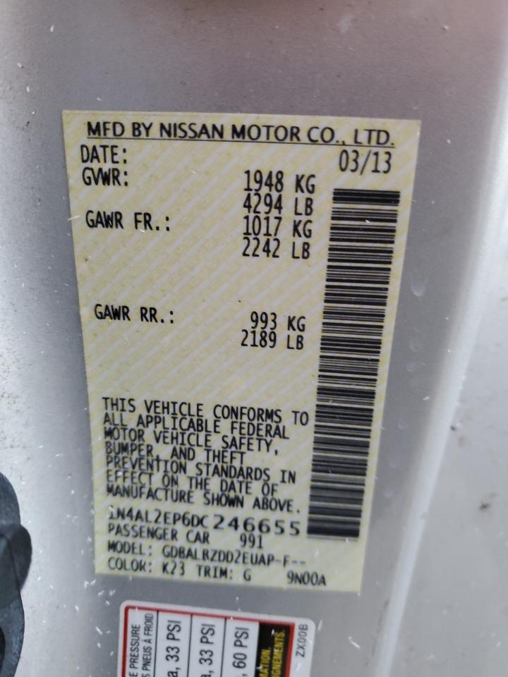 2013 Nissan Altima VIN 1N4AL2EP6DC246655 Copart auction photo, all over / mechanical damage thumbnail 12