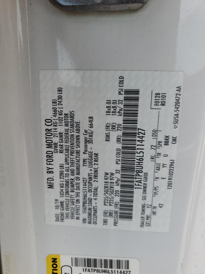2020 Ford Mustang VIN 1FATP8UH6L5114427 Copart auction photo, front end damage thumbnail 13