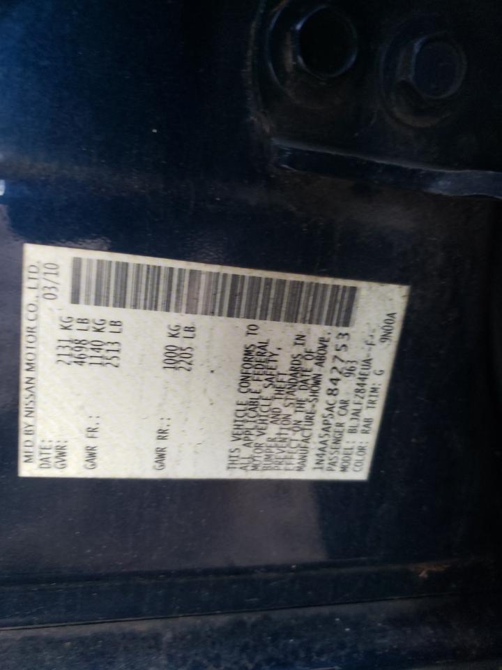 2010 Nissan Maxima VIN 1N4AA5AP5AC842753 Copart auction photo, water/flood damage thumbnail 13