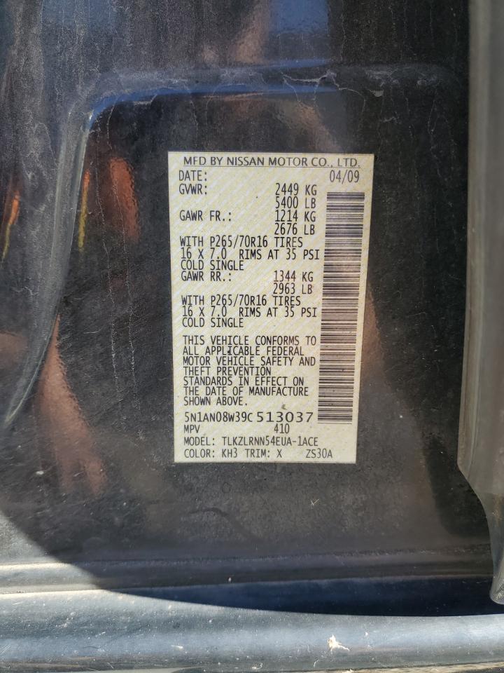 2009 Nissan XTerra VIN 5N1AN08W39C513037 Copart auction photo, front end damage thumbnail 14