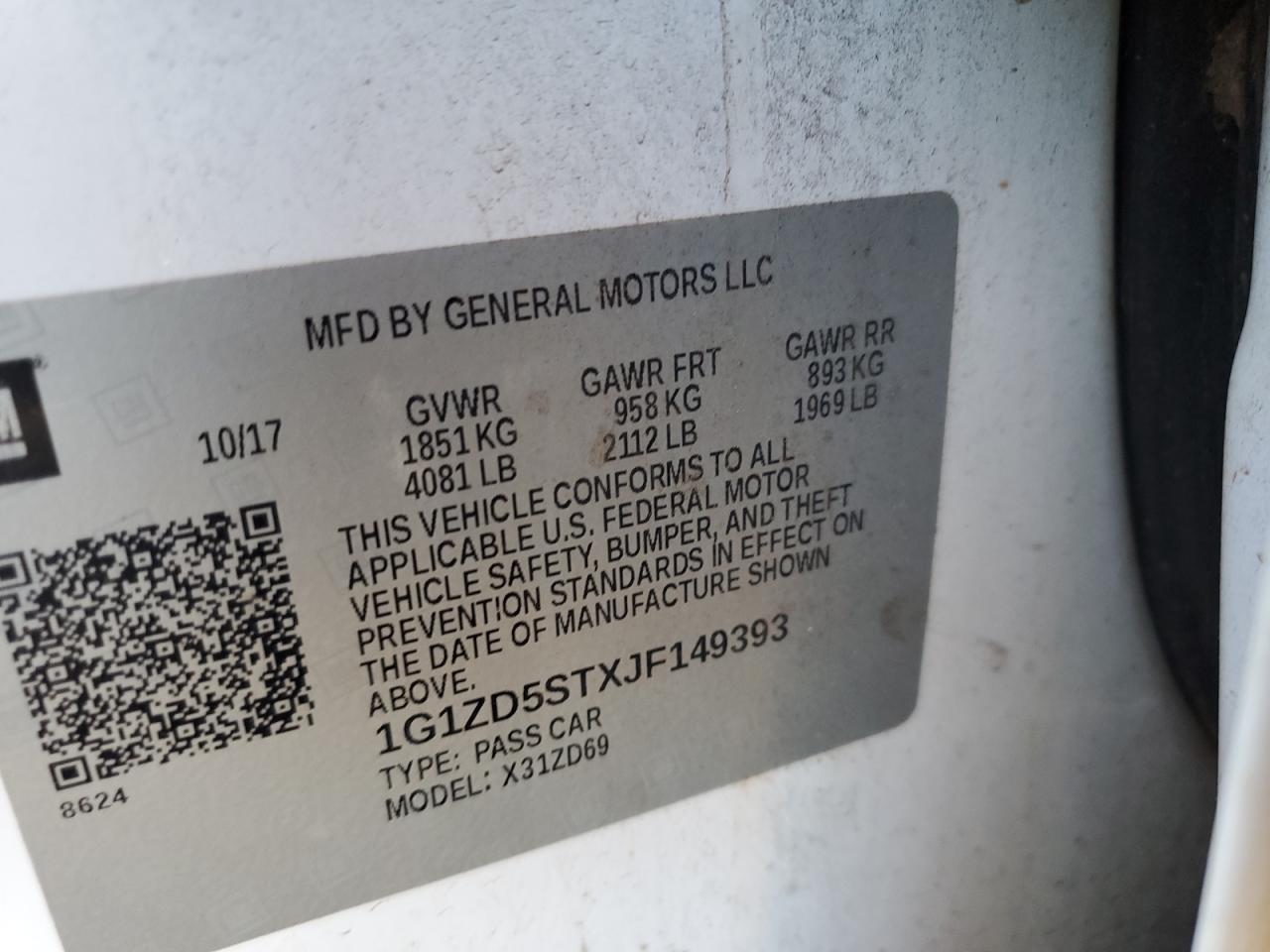 2018 Chevrolet Malibu VIN 1G1ZD5STXJF149393 Copart auction photo, rear end damage thumbnail 12