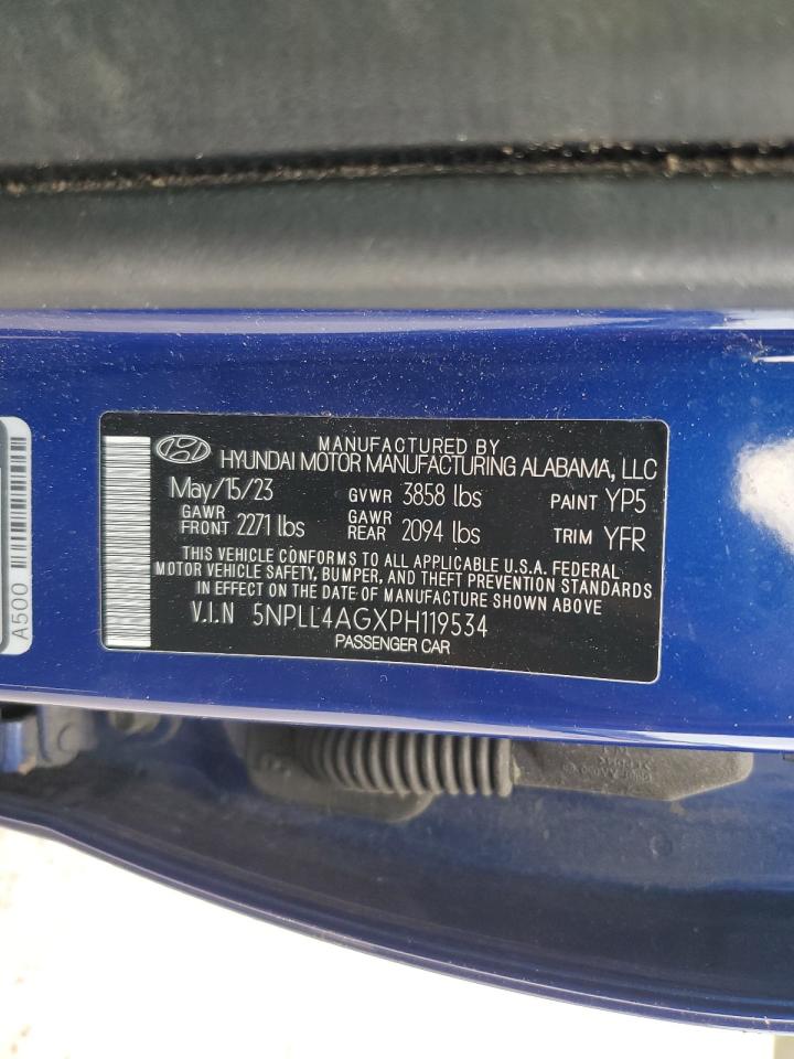 2023 Hyundai Elantra VIN 5NPLL4AGXPH119534 Copart auction photo, rear end / front end damage thumbnail 13