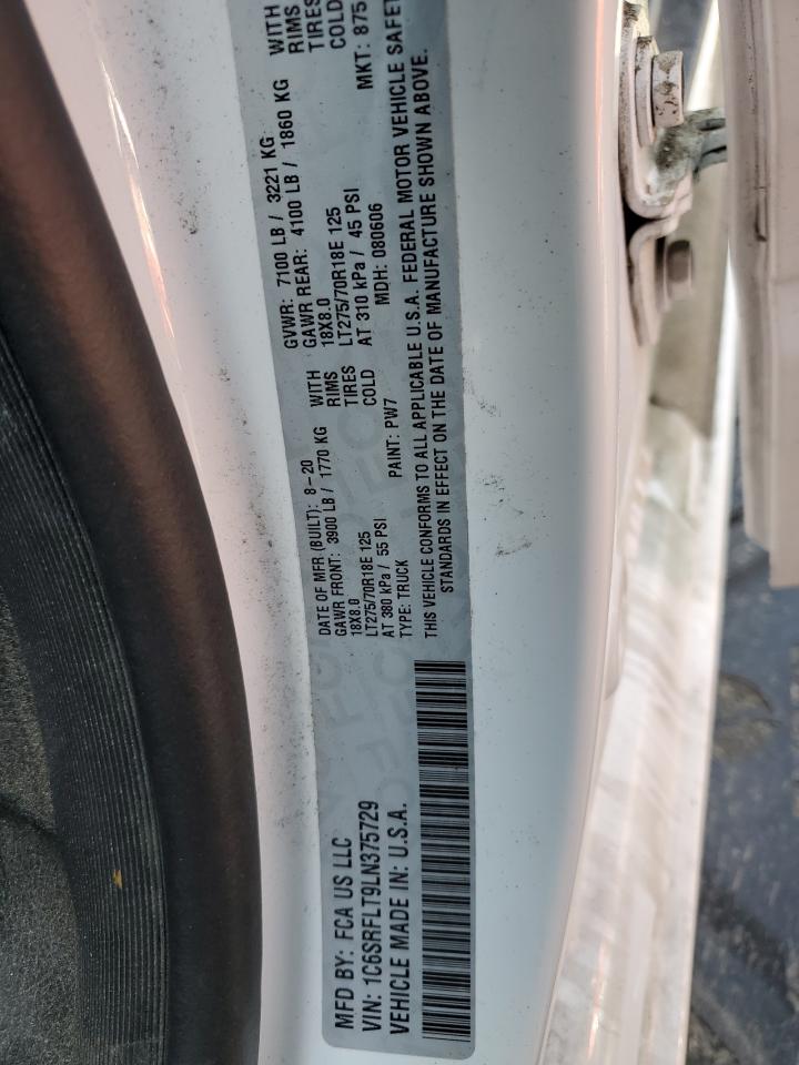 2020 RAM 1500 VIN 1C6SRFLT9LN375729 Copart auction photo, front end / undercarriage damage thumbnail 13