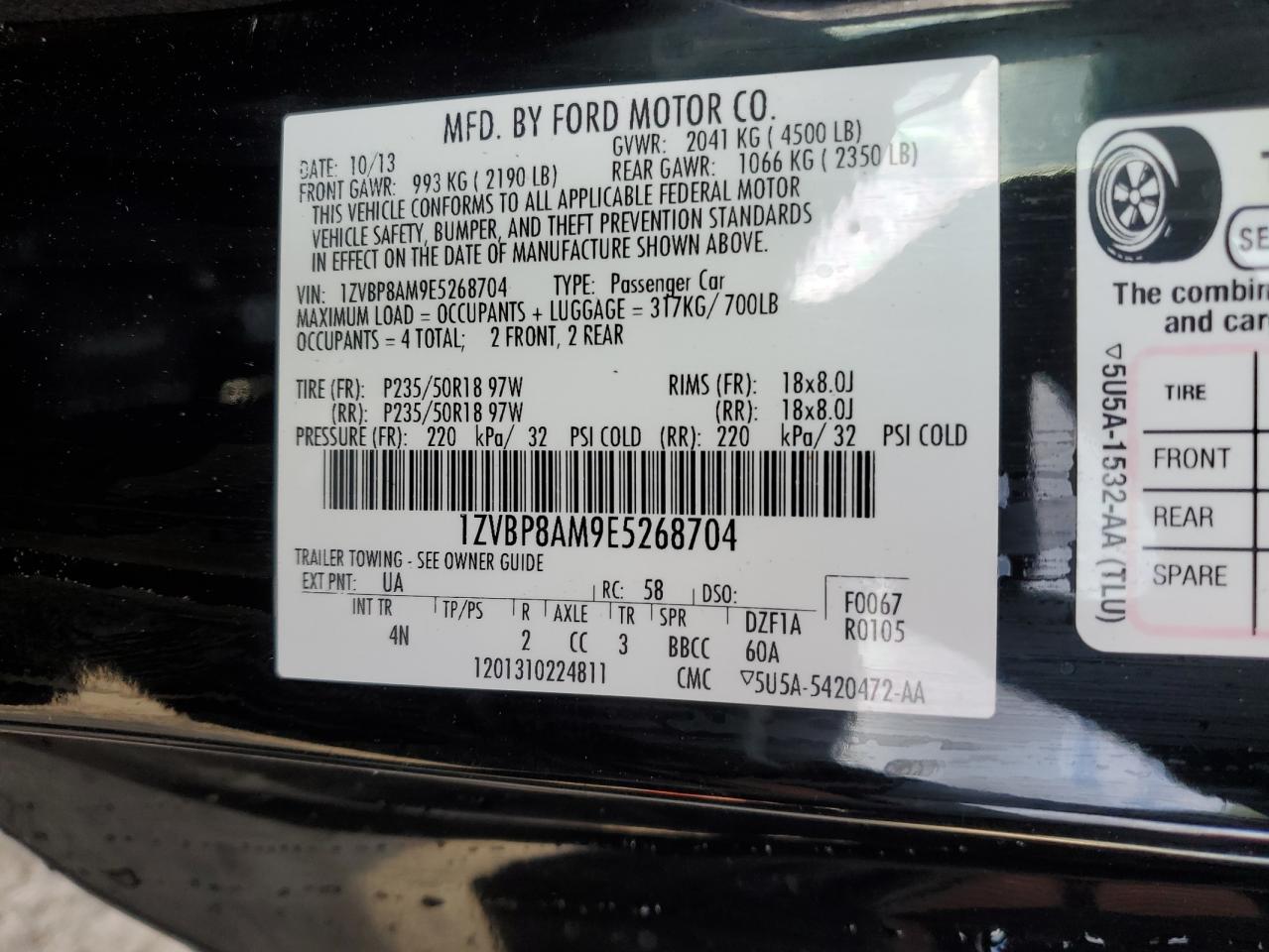 2014 Ford Mustang VIN 1ZVBP8AM9E5268704 Copart auction photo, front end damage thumbnail 15