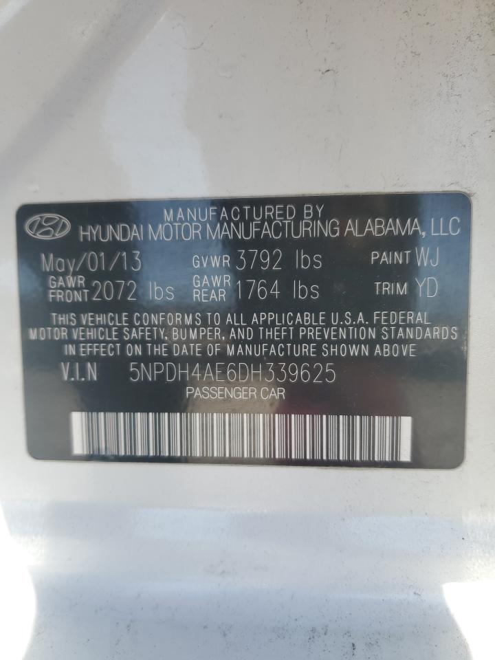 2013 Hyundai Elantra VIN 5NPDH4AE6DH339625 Copart auction photo, front end / rear end damage thumbnail 12