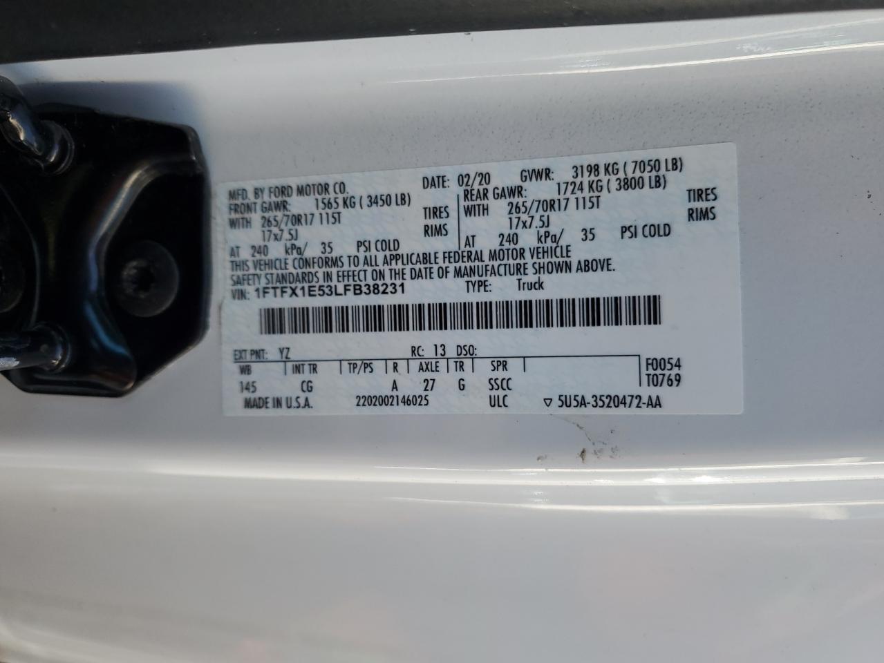 2019 Ford F-150 VIN 1FTFX1E58KKE87679 Copart auction photo, front end / side damage thumbnail 13