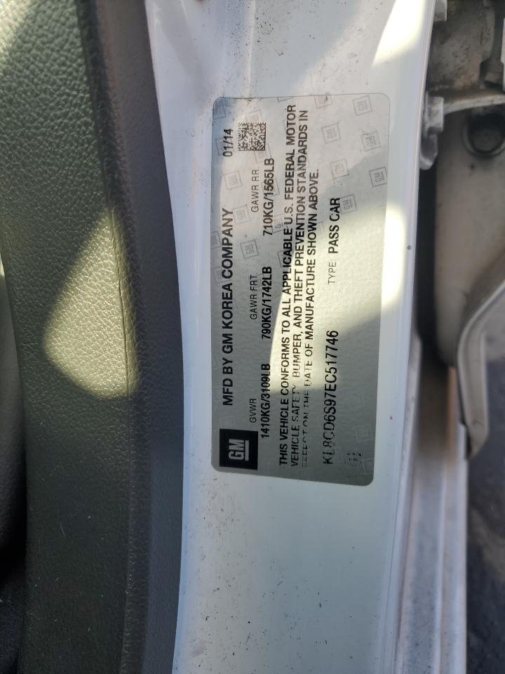 2014 Chevrolet Spark VIN KL8CD6S97EC517746 Copart auction photo, front end / side damage thumbnail 12