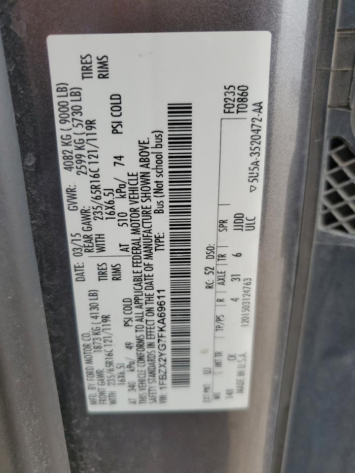 2015 Ford Transit VIN 1FBZX2YG7FKA69611 Copart auction photo, front end / minor dent/scratches damage thumbnail 15