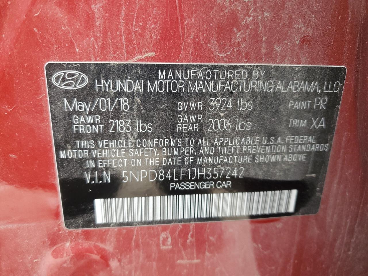 2018 Hyundai Elantra VIN 5NPD84LF1JH357242 Copart auction photo, front end damage thumbnail 13