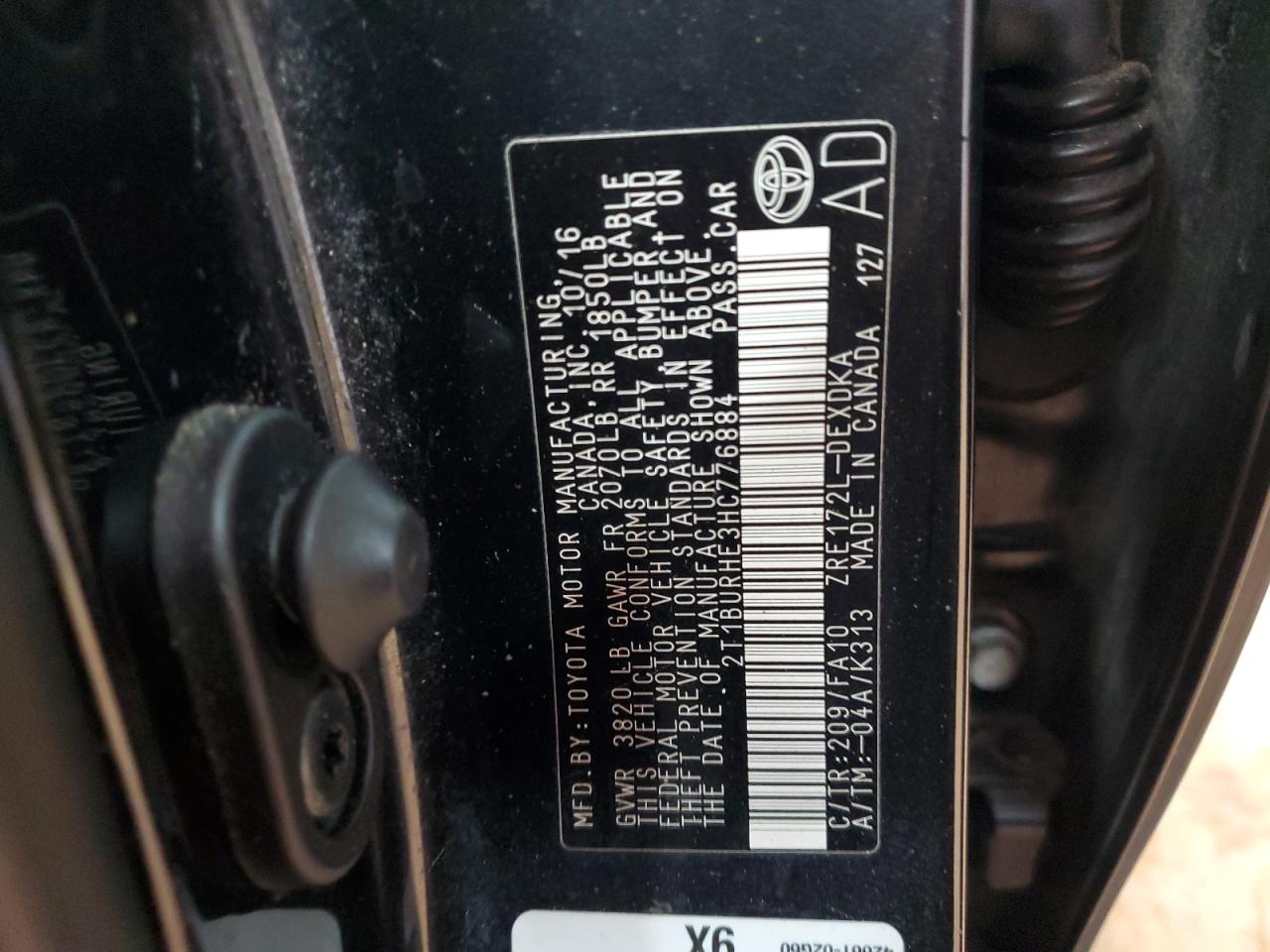 2017 Toyota Corolla VIN 2T1BURHE3HC776884 Copart auction photo, front end / rear end damage thumbnail 13