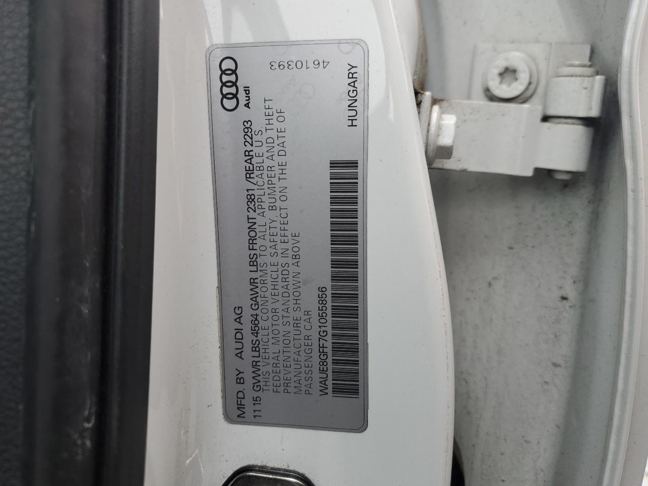 2016 Audi A3 VIN WAUE8GFF7G1055856 Copart auction photo, front end damage thumbnail 12