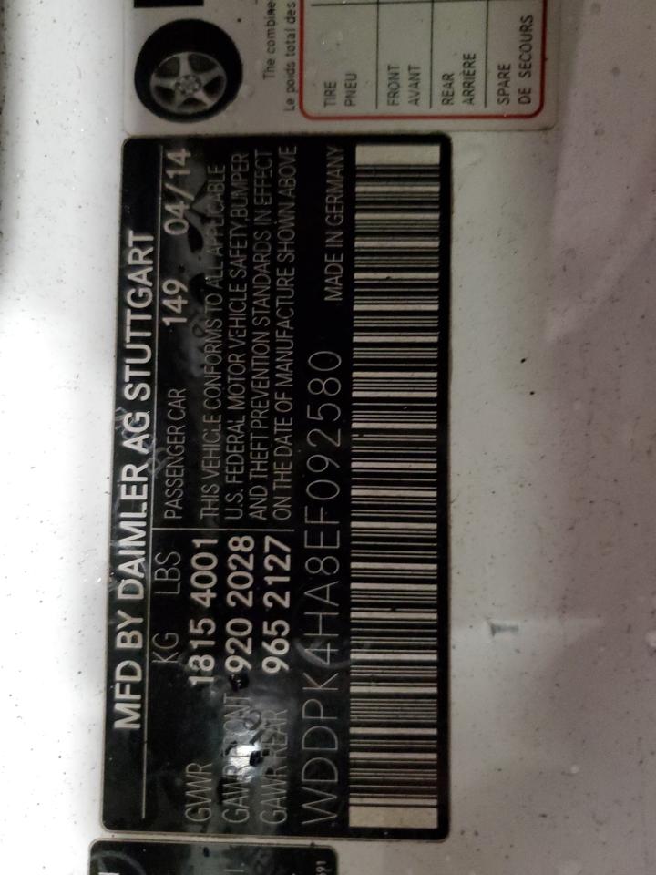 2014 Mercedes-Benz SLK-klasse VIN WDDPK4HA8EF092580 Copart auction photo, front end / mechanical damage thumbnail 12