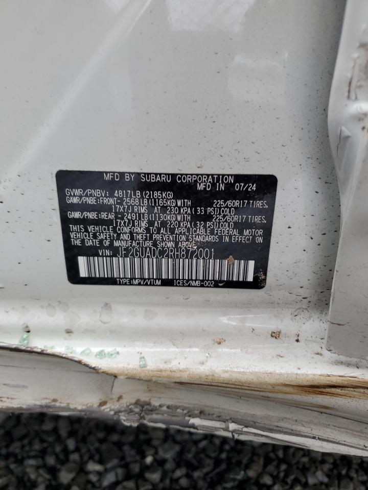 2024 Subaru XV VIN JF2GUADC2RH872001 Copart auction photo, side damage thumbnail 13