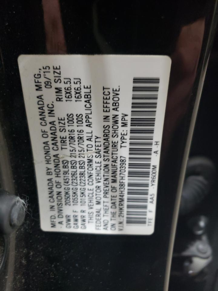 2015 Honda CR-V VIN 2HKRM4H38FH703987 Copart auction photo, rear end / hail damage thumbnail 16