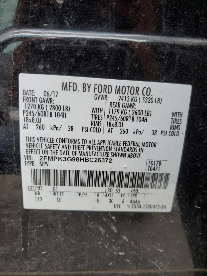 2017 Ford Edge VIN 2FMPK3G98HBC26372 Copart auction photo, front end / minor dent/scratches damage thumbnail 14