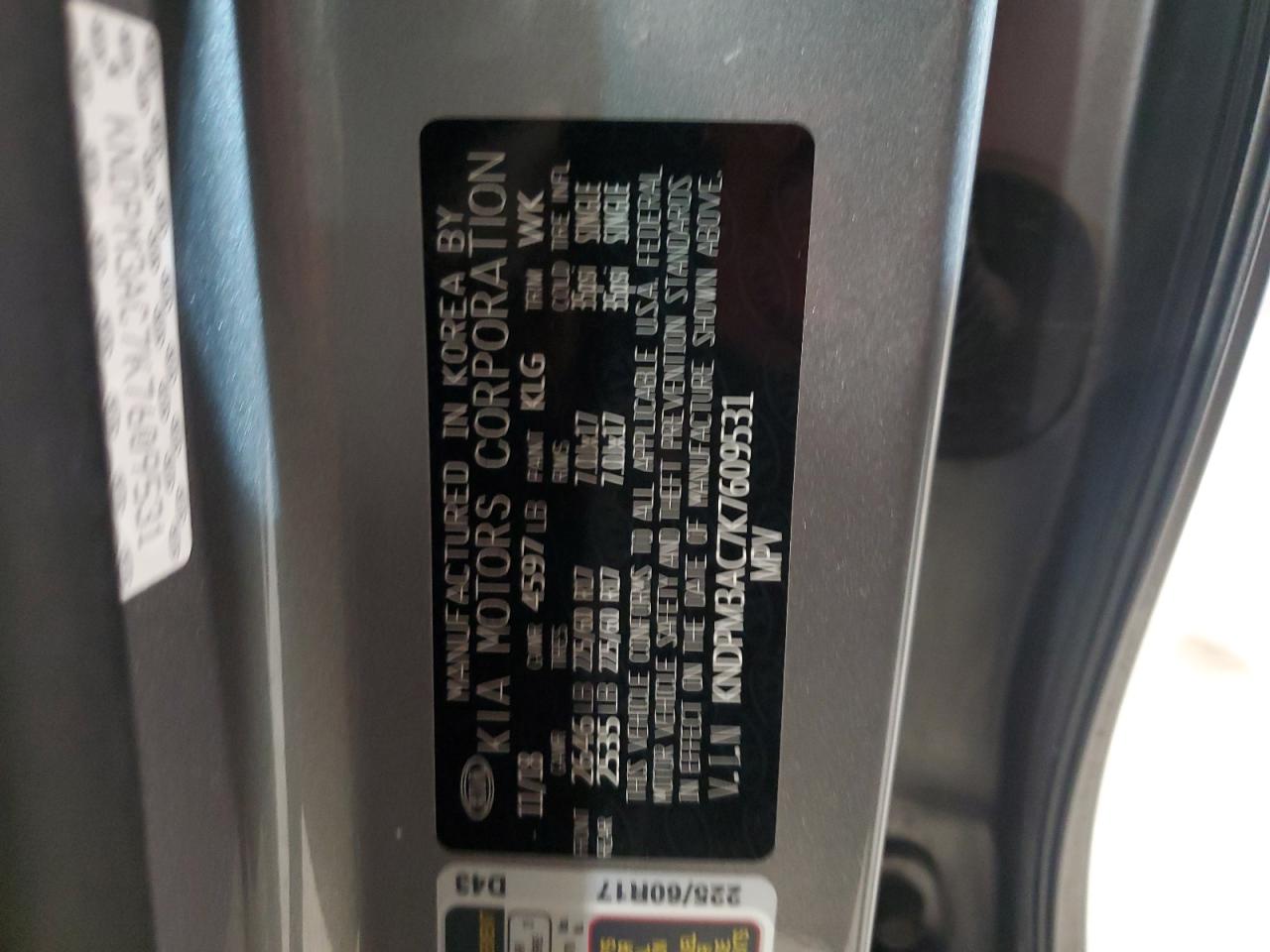 2019 KIA Sportage VIN KNDPM3AC7K7609531 Copart auction photo, front end / side damage thumbnail 15