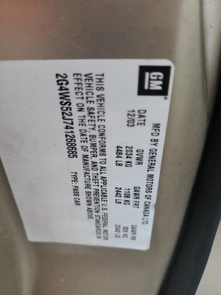 2004 Buick Century VIN 2G4WS52J741268685 Copart auction photo, front end damage thumbnail 14