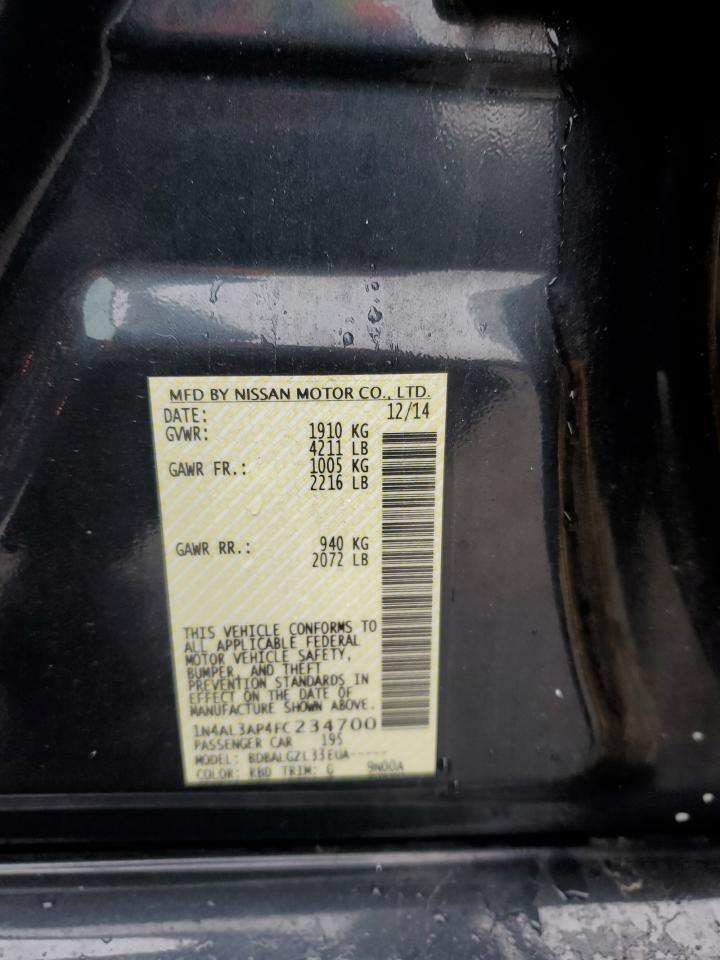 2015 Nissan Altima VIN 1N4AL3AP4FC234700 Copart auction photo, front end damage thumbnail 12