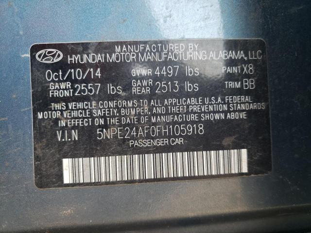 2015 Hyundai Sonata VIN 5NPE24AF0FH105918 Copart auction photo, front end / side damage thumbnail 12