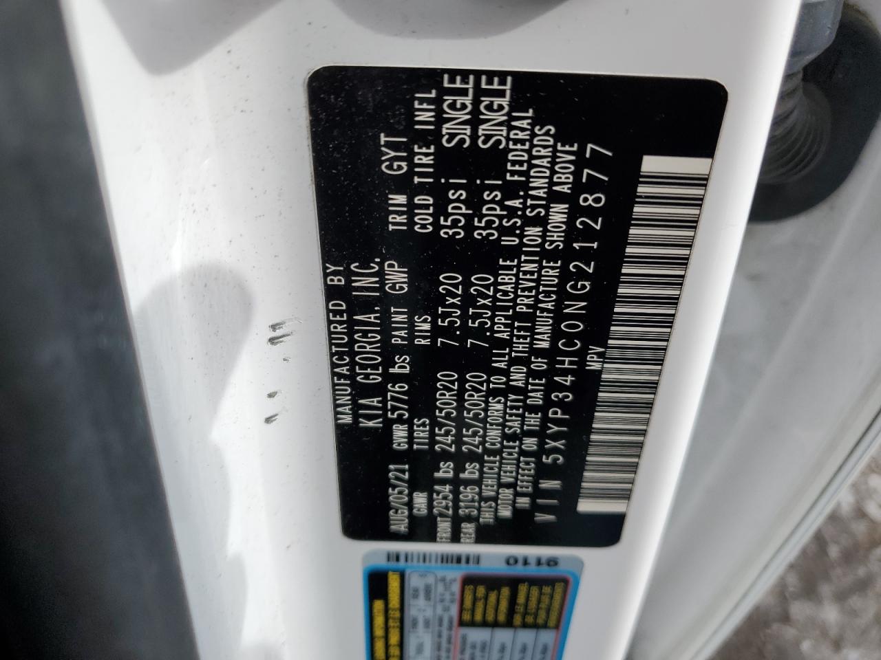 2022 KIA Telluride VIN 5XYP34HC0NG212877 Copart auction photo, rear end damage thumbnail 12