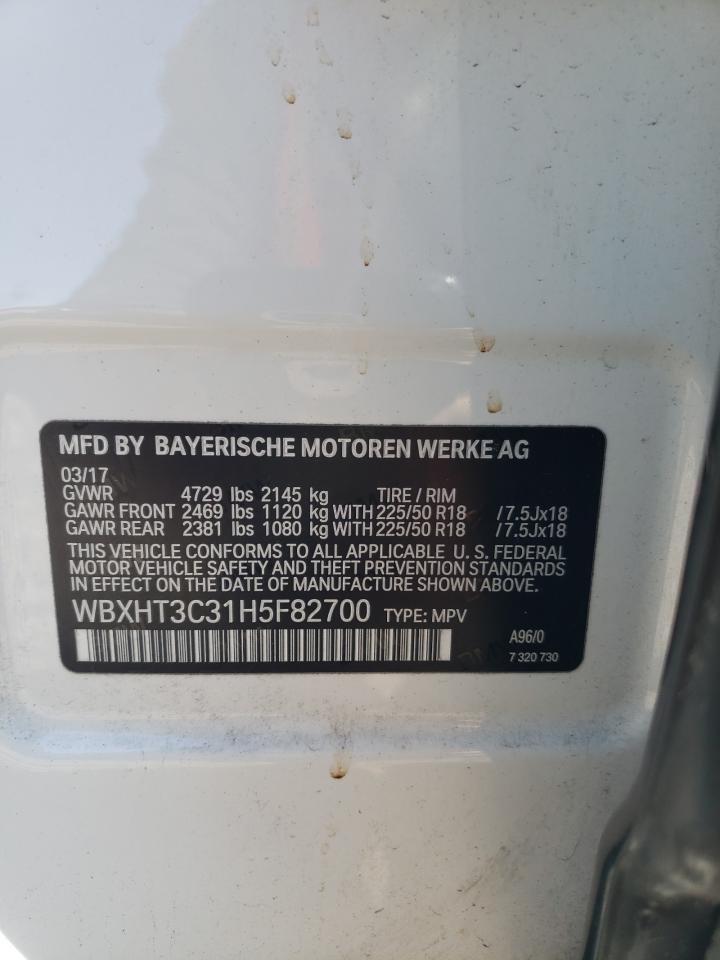 2017 BMW X1 VIN WBXHT3C31H5F82700 Copart auction photo, minor dent/scratches damage thumbnail 13