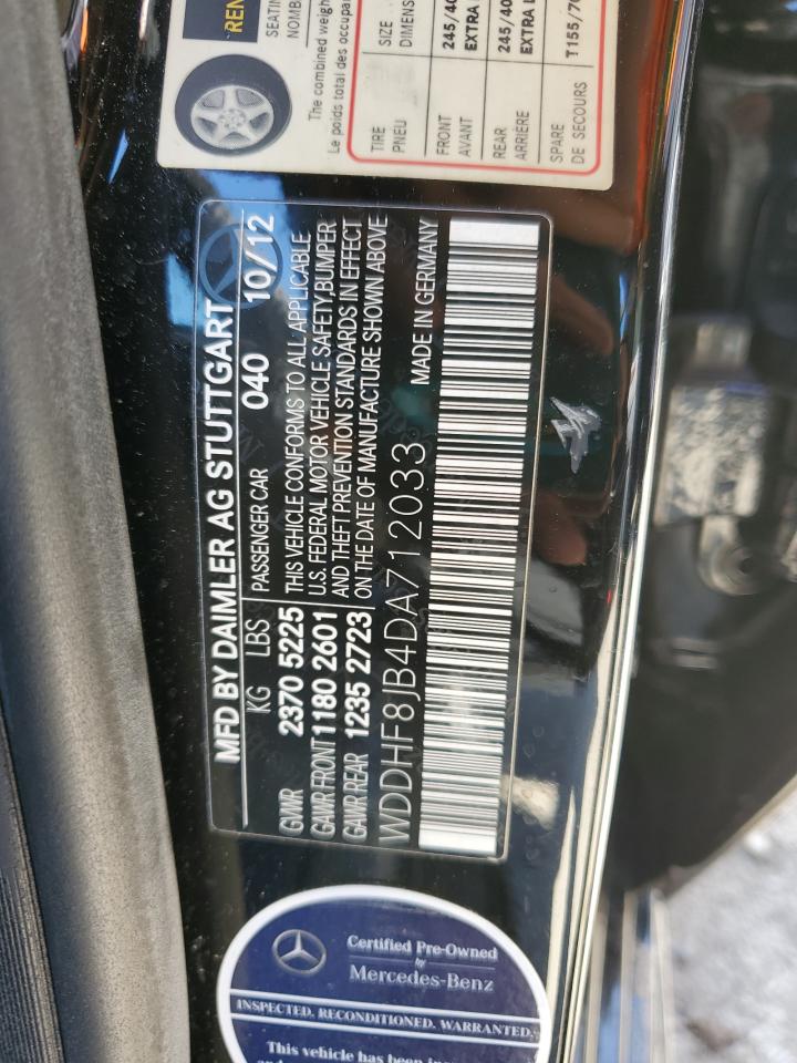 2013 Mercedes-Benz E-klasse VIN WDDHF8JB4DA712033 Copart auction photo, undercarriage / normal wear damage thumbnail 12
