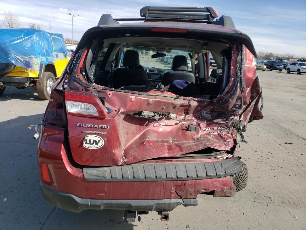 2015 Subaru Outback VIN 4S4BSENC2F3334679 Copart auction photo, rear end / side damage thumbnail 6