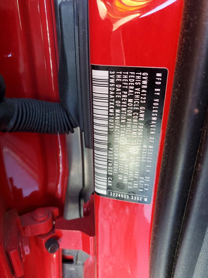 2019 Volkswagen Beetle VIN 3VW5DAATXKM510751 Copart auction photo, front end / rear end damage thumbnail 13