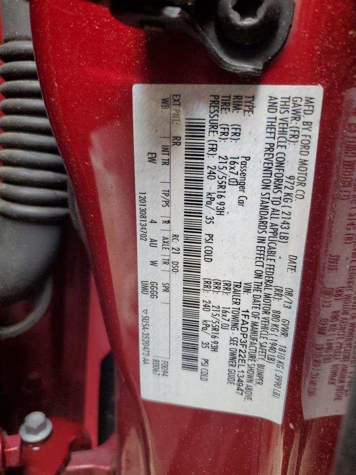 2014 Ford Focus VIN 1FADP3F22EL134947 Copart auction photo, minor dent/scratches damage thumbnail 12
