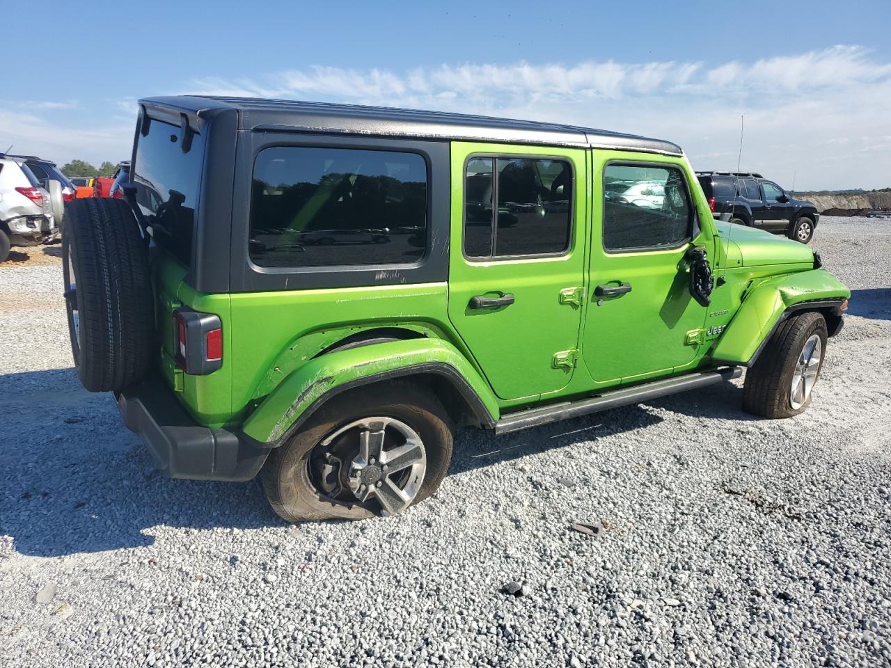 2018 Jeep Wrangler VIN 1C4HJXEN1JW303073 Copart auction photo, rollover damage thumbnail 3