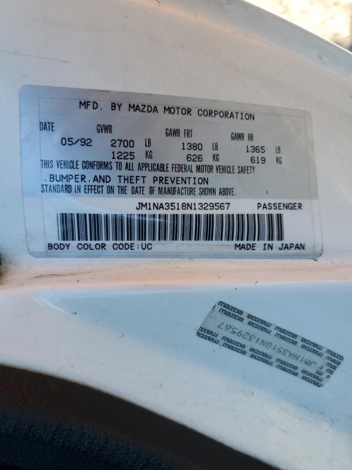 1992 Mazda MX-5 VIN JM1NA3518N1329567 Copart auction photo, front end / minor dent/scratches damage thumbnail 12