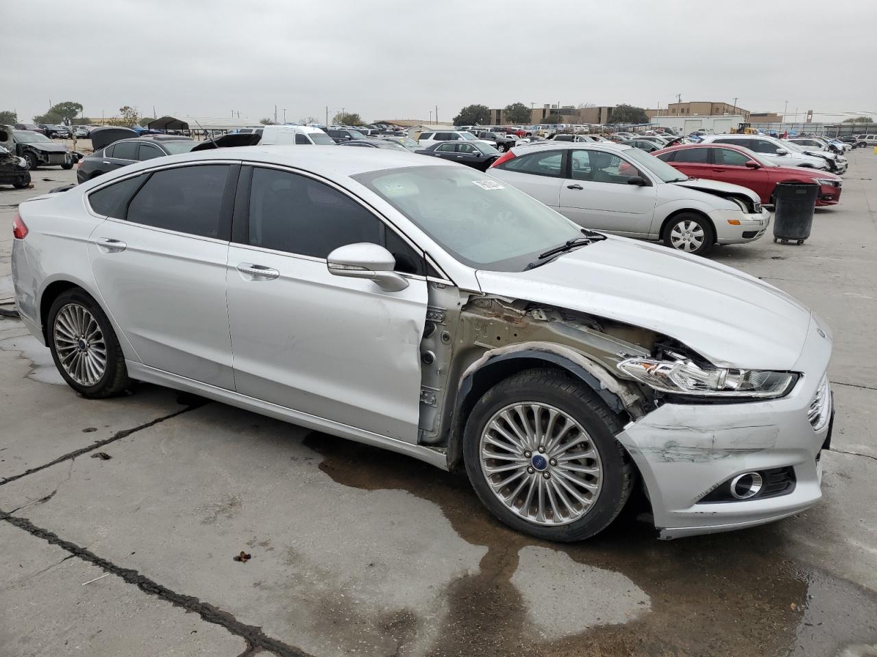 2014 Ford Fusion VIN 3FA6P0K9XER258072 Copart auction photo, front end / side damage thumbnail 4