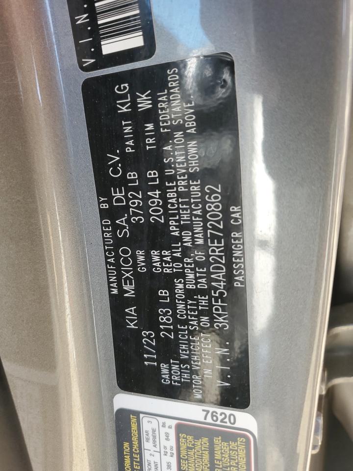 2024 KIA Forte VIN 3KPF54AD2RE720862 Copart auction photo, side damage thumbnail 14