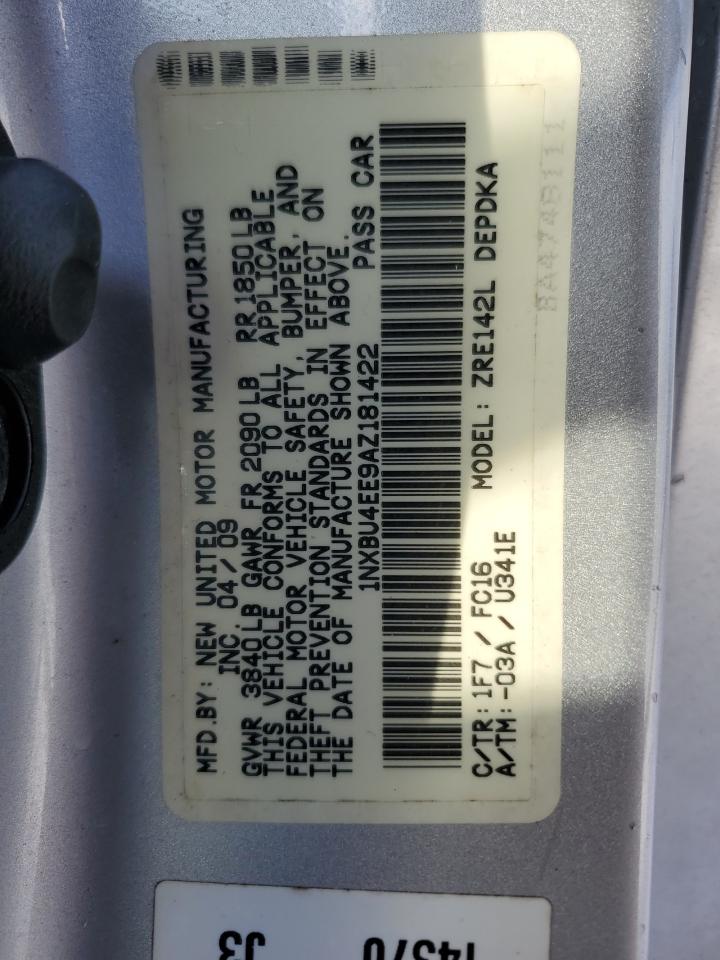 2010 Toyota Corolla VIN 1NXBU4EE9AZ181422 Copart auction photo, front end damage thumbnail 12