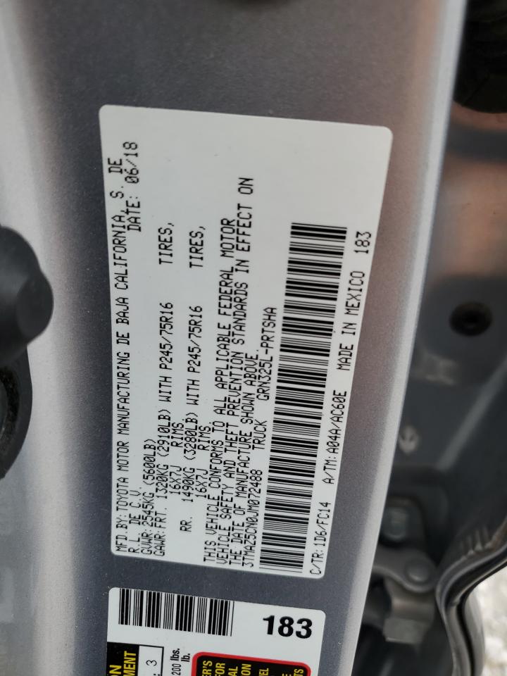 2018 Toyota Tacoma VIN 3TMAZ5CN0JM072488 Copart auction photo, front end damage thumbnail 13