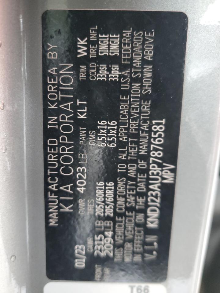 2023 KIA Soul VIN KNDJ23AU3P7876581 Copart auction photo, front end / minor dent/scratches damage thumbnail 12