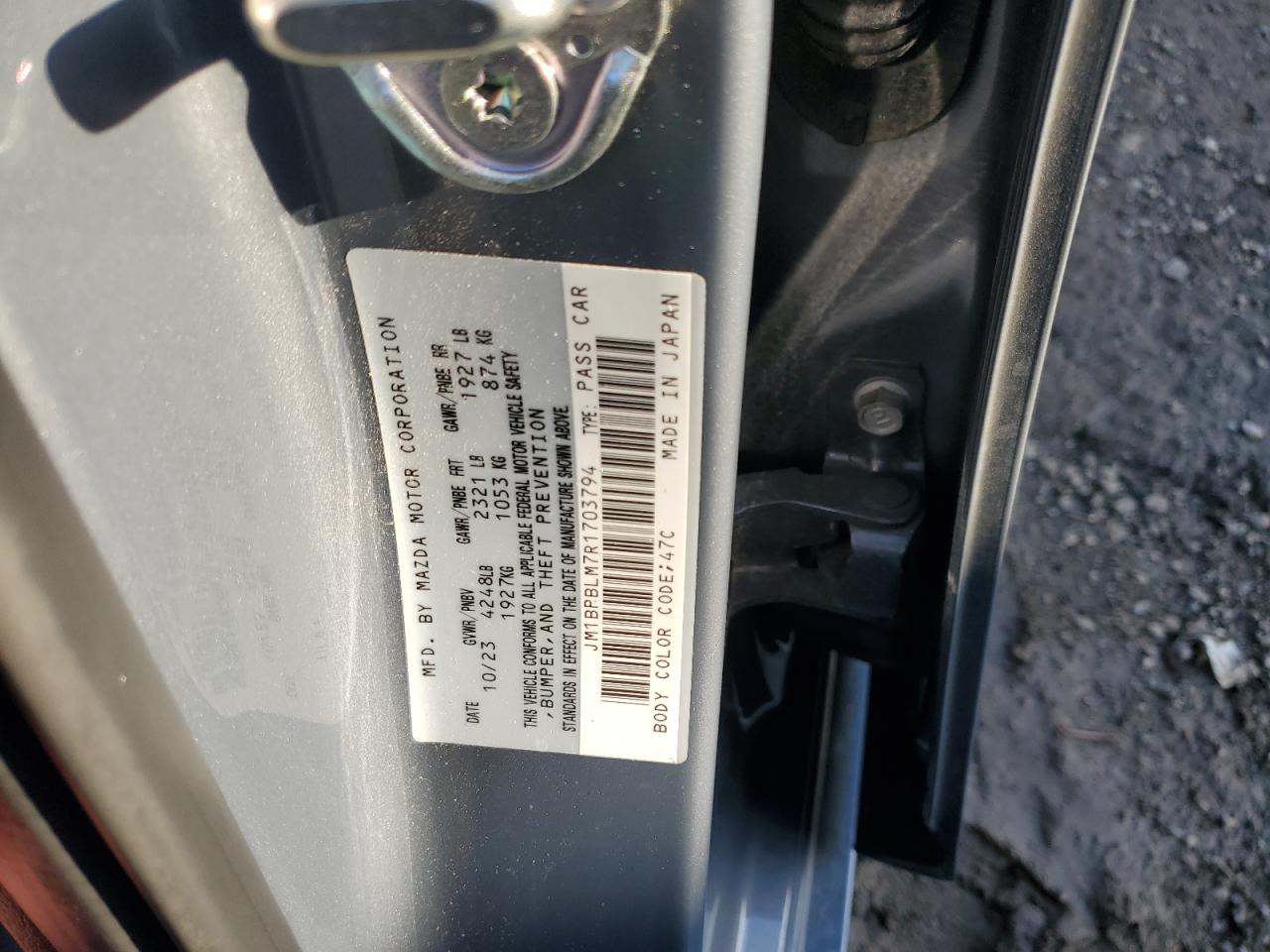 2024 Mazda 3 VIN JM1BPBLM7R1703794 Copart auction photo, rear end damage thumbnail 13